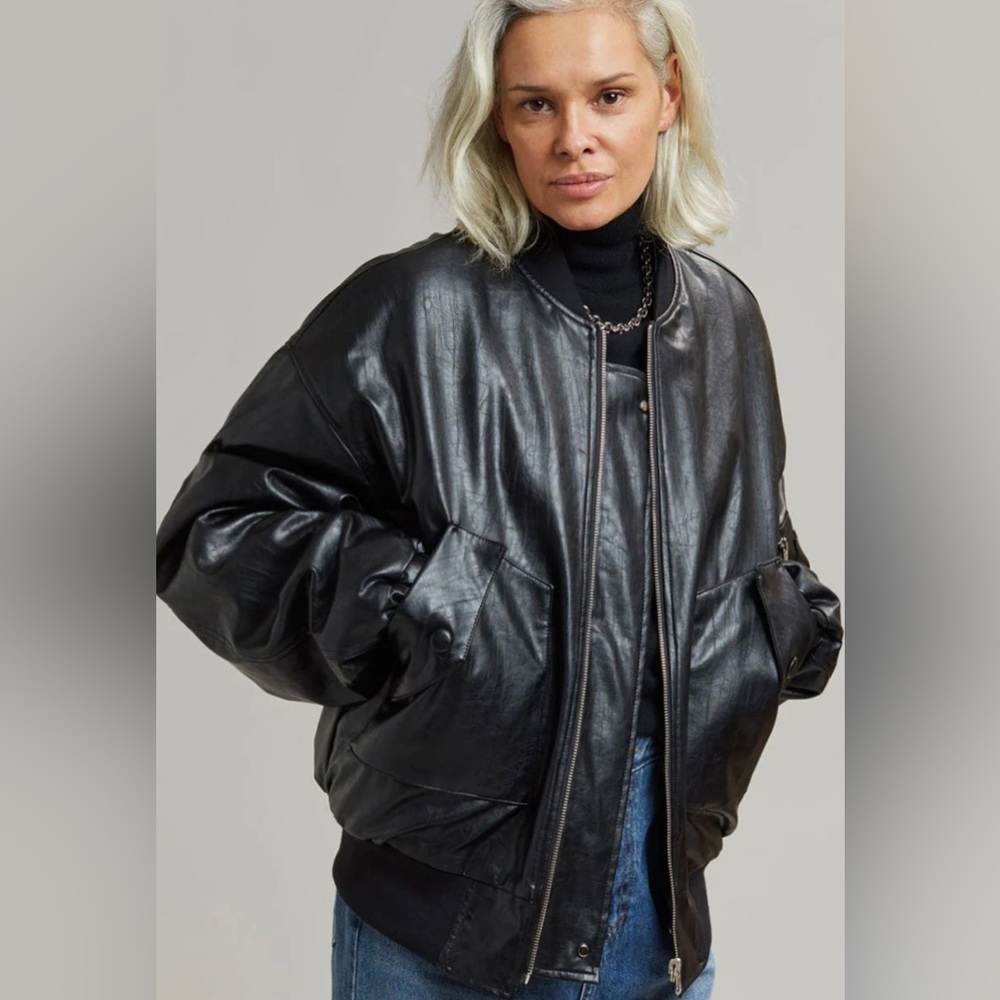 The Frankie Shop Hane Faux Leather Jacket In Black